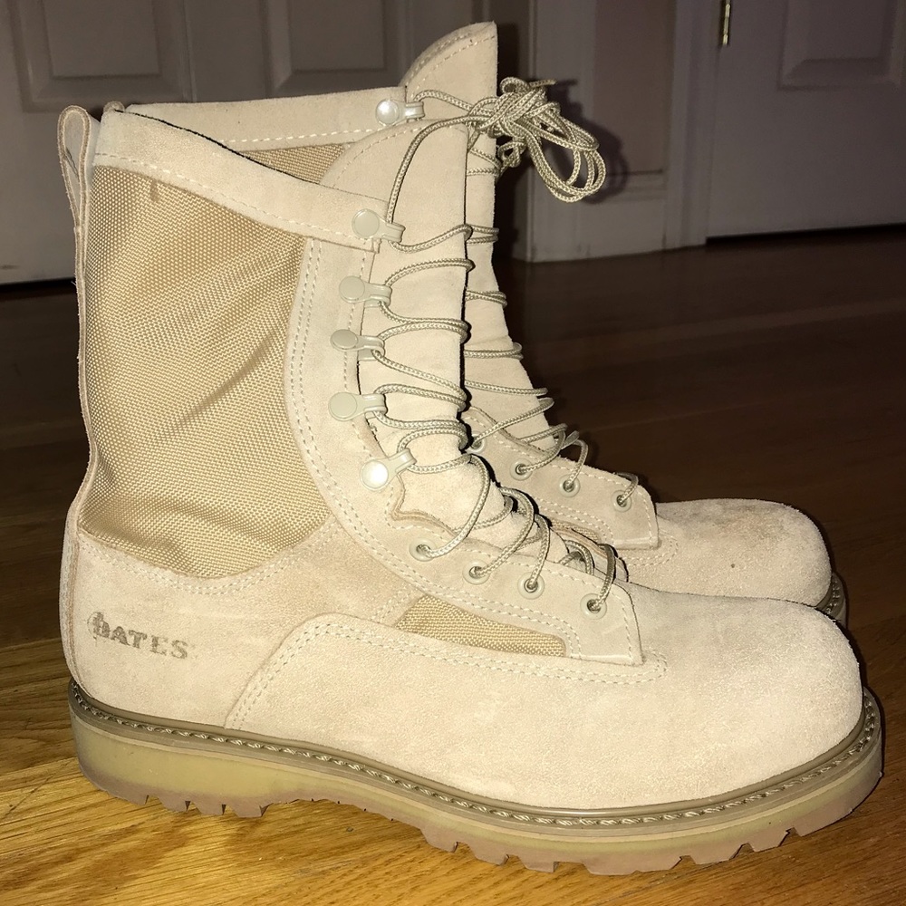 Beige Bates Military Boots